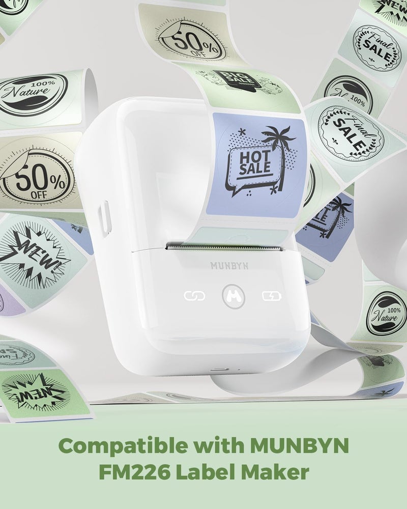 MUNBYN 2 Inch Circle Thermal Labels, Multicolor Thermal Label Stickers for Custom Logo, Candle, 150 Sheets/1 Roll - Image 5